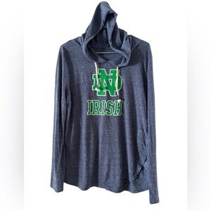 Colosseum Notre Dame Women's Lightweight Long Sleeve Hooded Shirt Size Medium